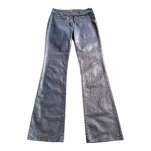 Miss Sixty Metallic Flared Low Cut Belted Y2K Vintage 90’s Jeans Size 29